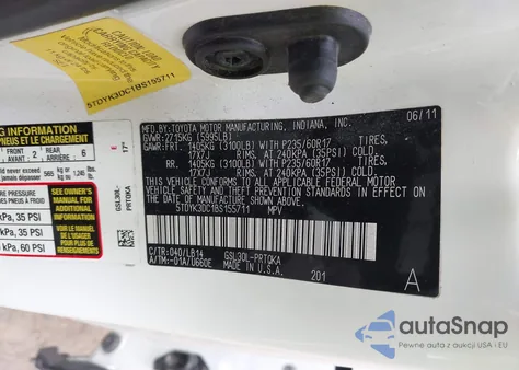 2011 Toyota Sienna Xle V6 из США, поврежденный, VIN 5TDYK3DC1BS155711